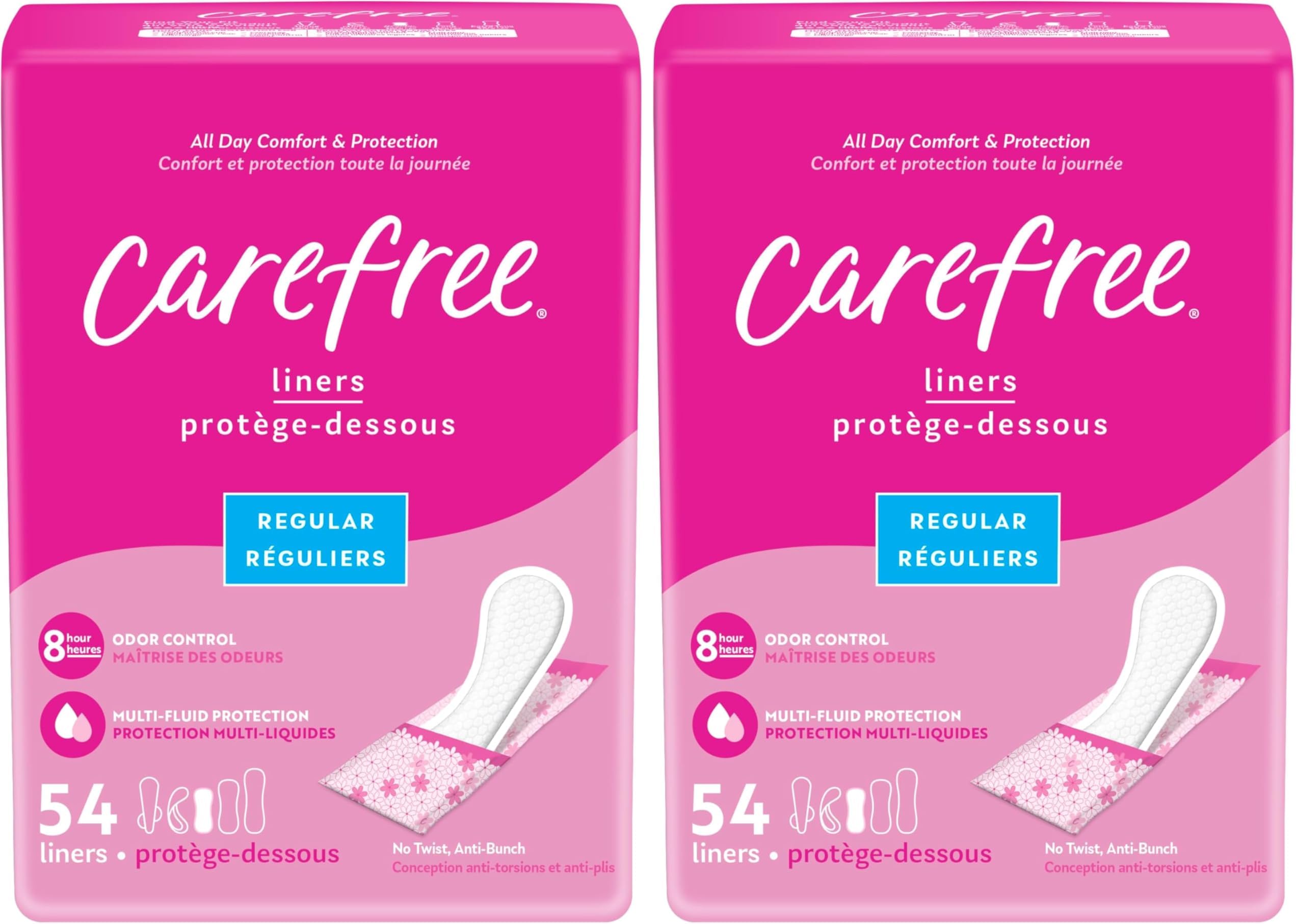 Body Shape Pant Liners, Regular, Multicolor Unscented 54 Count (Pack of 2)