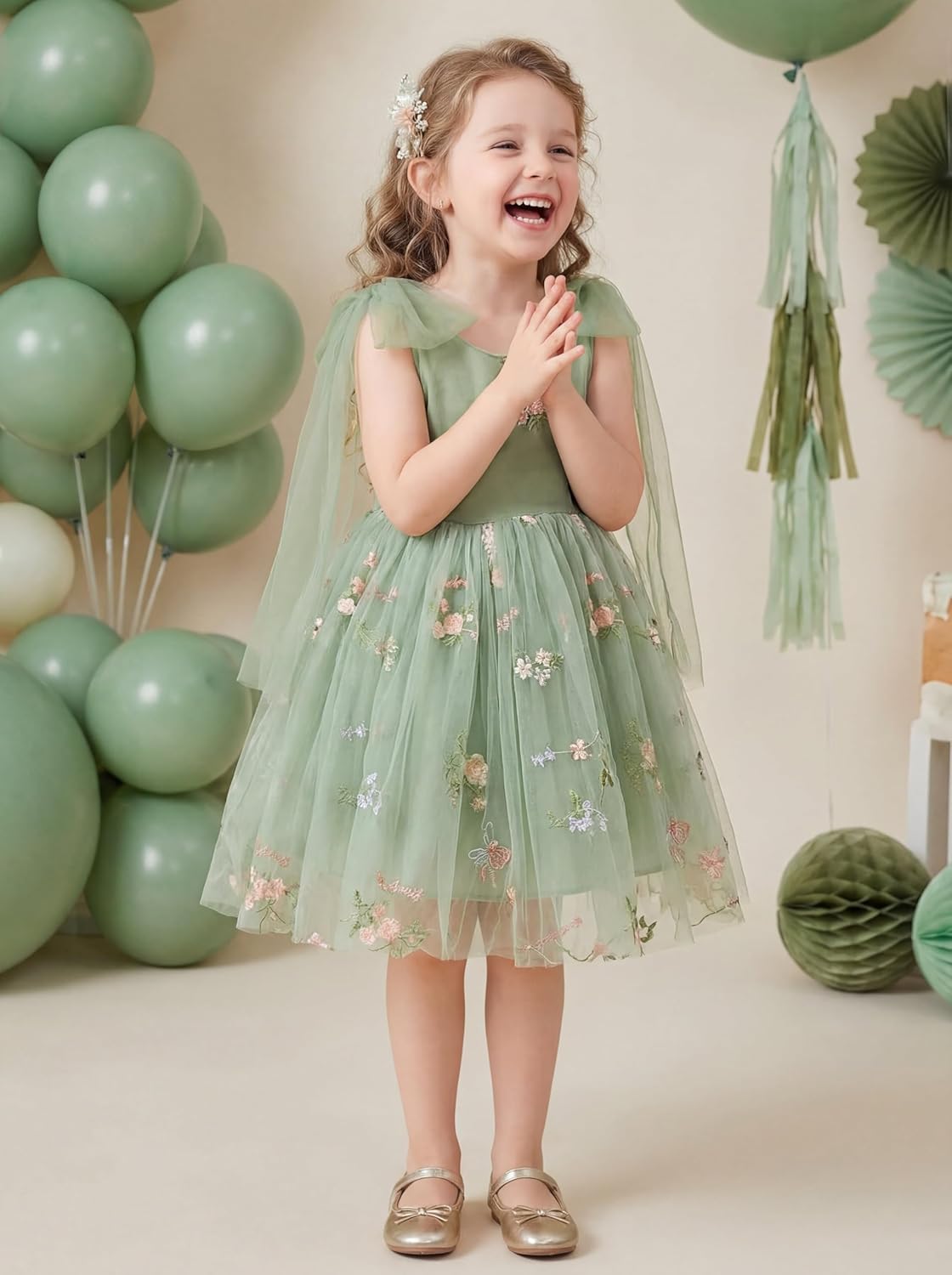 LalaMira Flower Girl Dress Floral Embroidered Toddler Girls Dresses Fairy Tulle Dress for Wedding Birthday Party Photo Shoot - Image 7