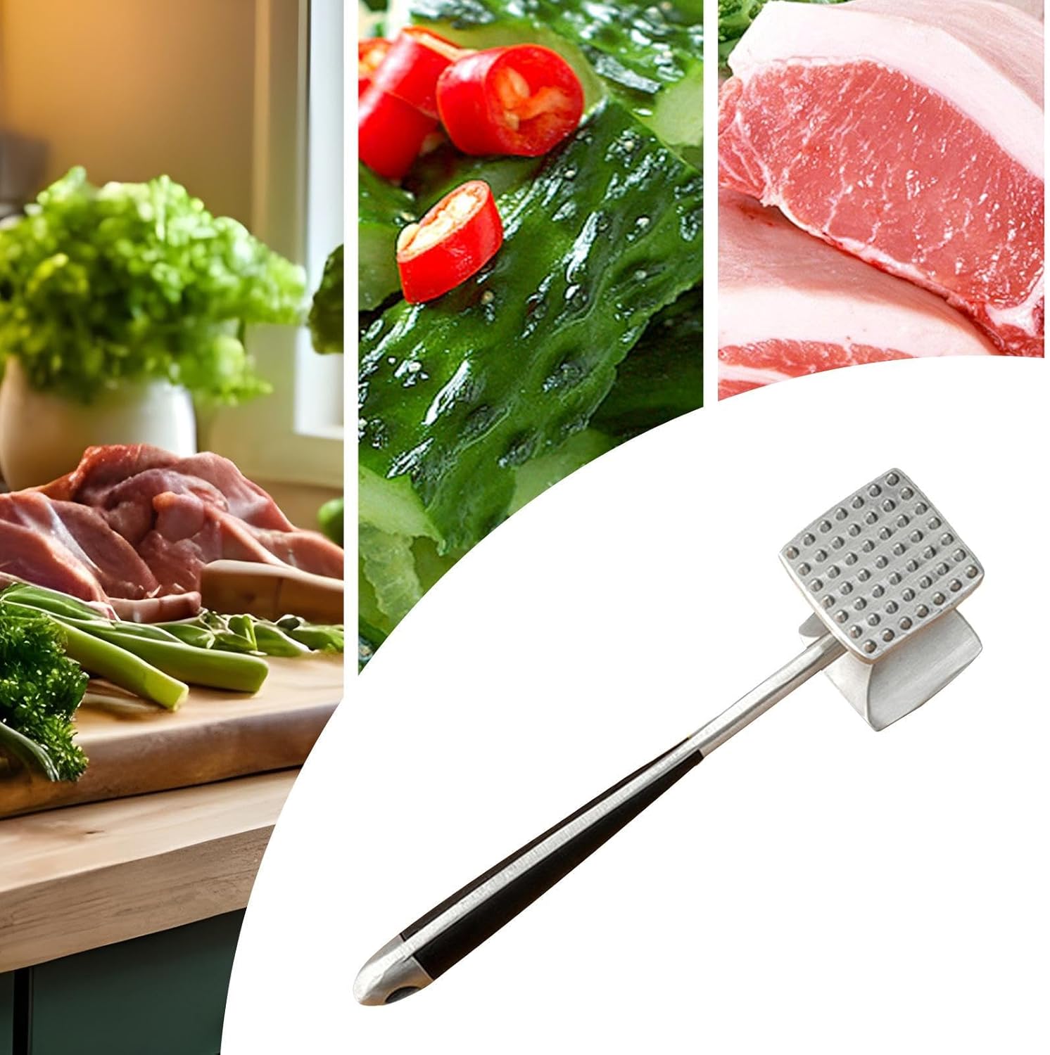 Chicken Hammer,Handheld Kitchen Manual Meat Tenderizer | Fish Pounder Hammer | for Cooking Grinding Shredding Mashing Prepping Beef Poultry Nuts Shellfish