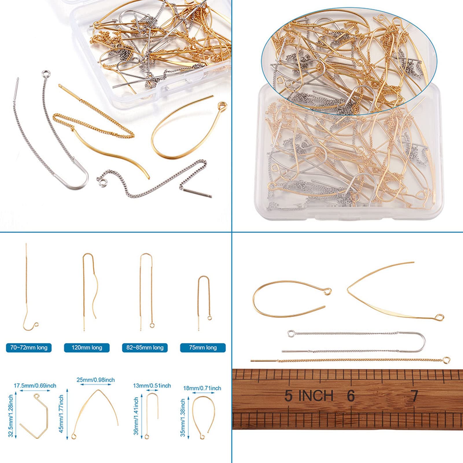 Beebeecraft 1 Doos 50Pcs Nier Oor Draden 18K Vergulde