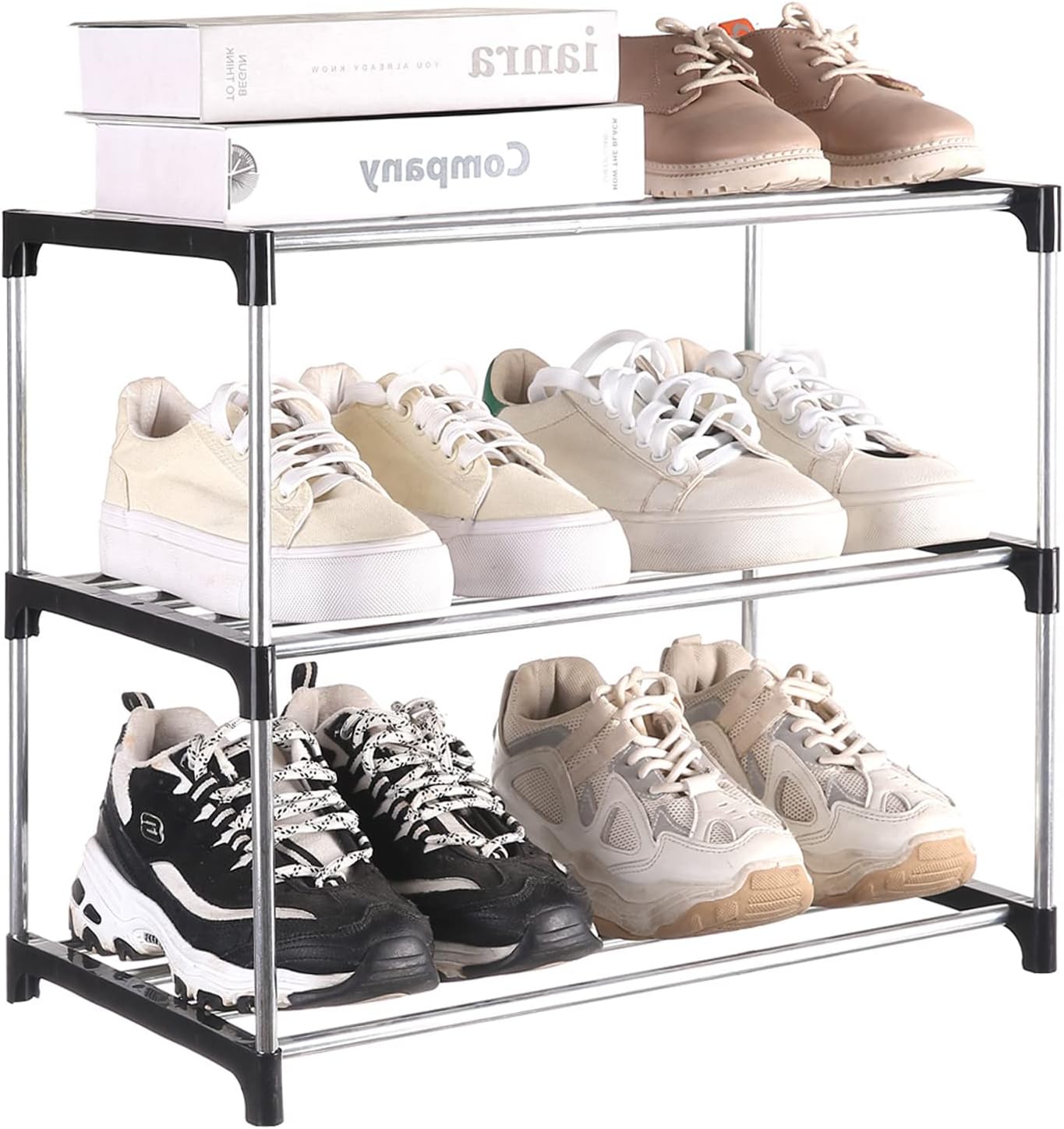 Amazon.com: TAUEHR 4-Tier Small Shoe Rack,Stackable Kids Shoe Organizer ...