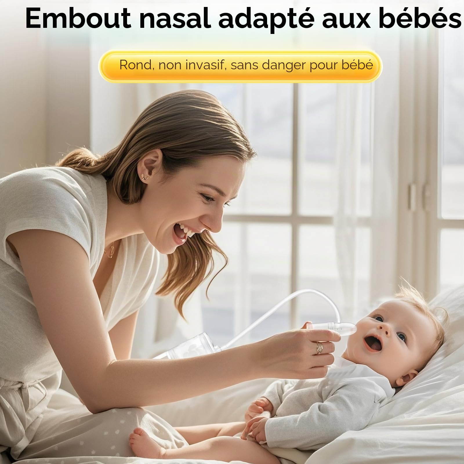 Aspirateur nasal pour bébé et enfant avec pompe à main et embout non invasif pour une aspiration rapide et silencieuse, co-marqué avec CHIBOJI
