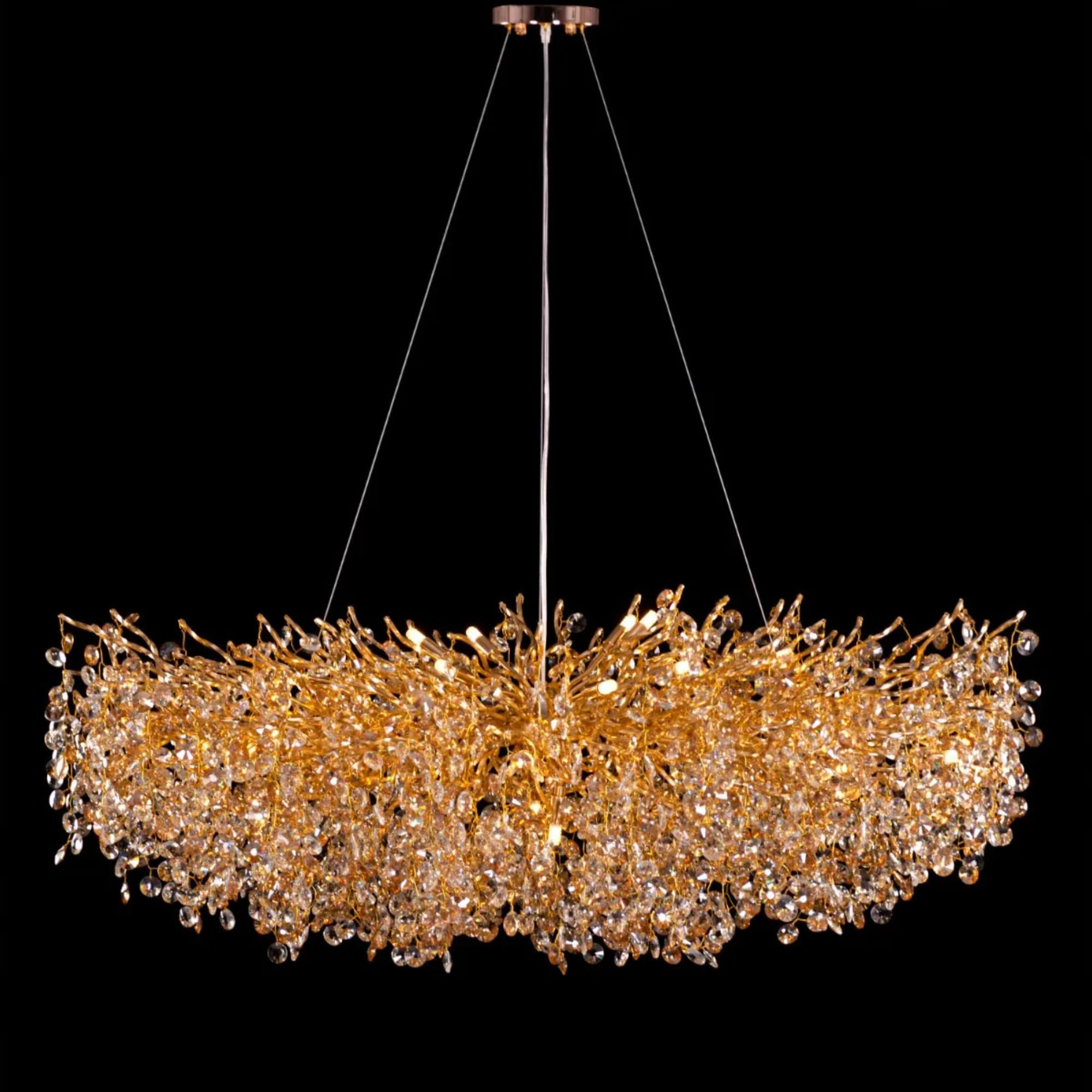 Luxury Crystal Gold LED Tree Chandelier Lights for Ceiling, Round Hanging Chandeliers for Living Room & Dining Table, Warm White LED, Luxury Home Décor (800 mm)-image-18