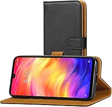 AICEK Hülle Kompatibel mit Xiaomi Redmi Note 7, Lederhülle für Xiaomi Redmi Note 7 Schutzhülle PU Leder Klapphülle mit Kartenfach Ständer Magnet Funktion Schwarz (6,3 Zoll)