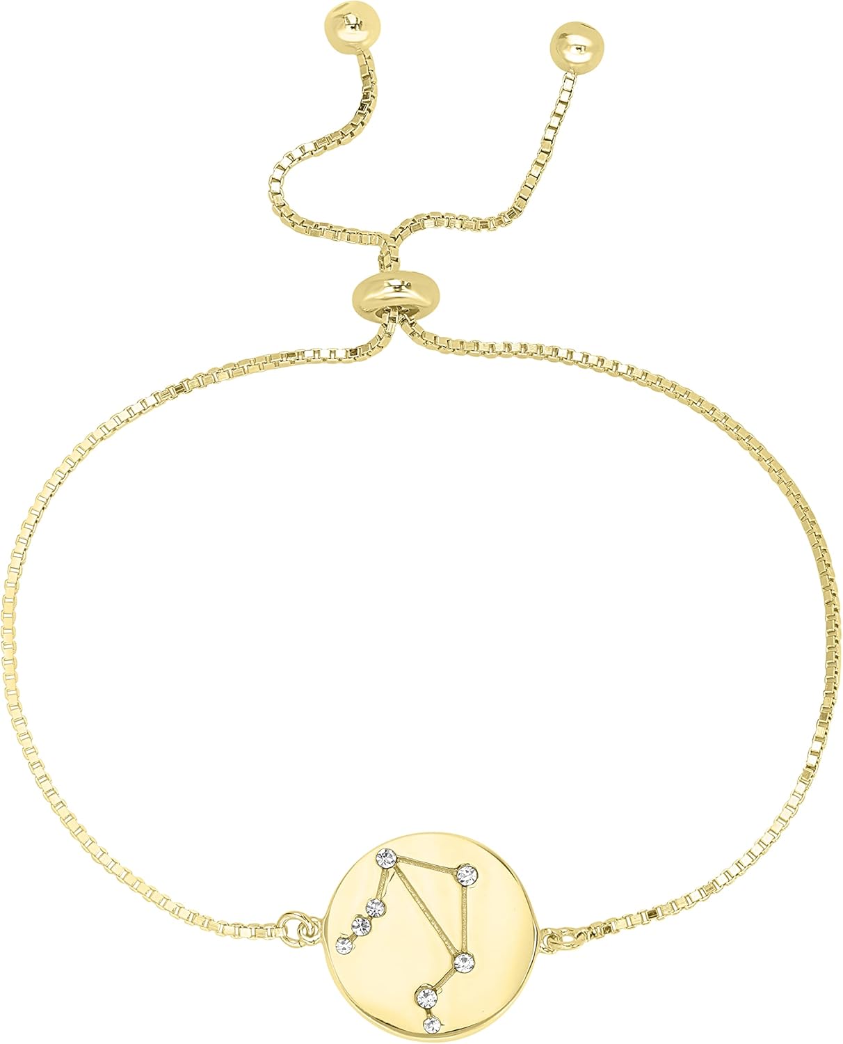Zodiac Gold Plated Crystal Bracelet with 9 Inch Adjustable Chain Birthmonth Bracelet - Jewelry Gift for Womens - Birthday, Wedding, and Anniversary