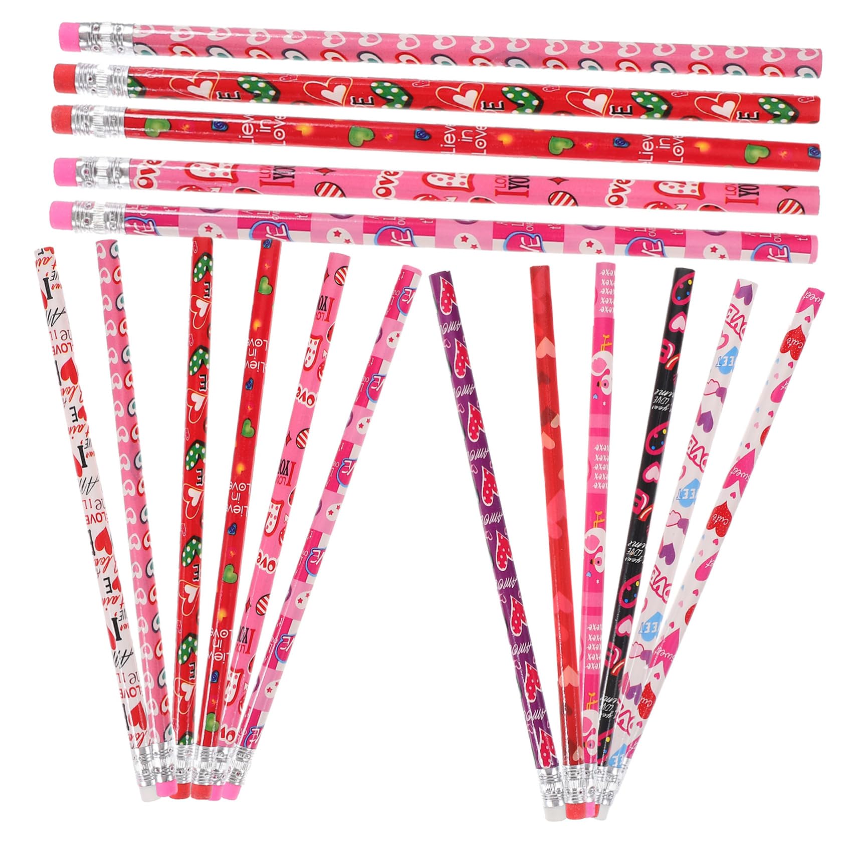 VILLCASE 5 Sätze Valentinstag Bleistift Pastell Textmarker Bleistifte Für Erwachsene Bleistift Pastelle Bleistifte Pastellstifte Doppelt Geknetet Einziehbar Led Radiergummi 48 Stück * 5