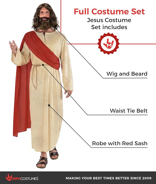 Foto 2 de 8 de Morph Disfraz Jesucristo Adulto, Disfraz Biblico Halloween Hombre, XXL