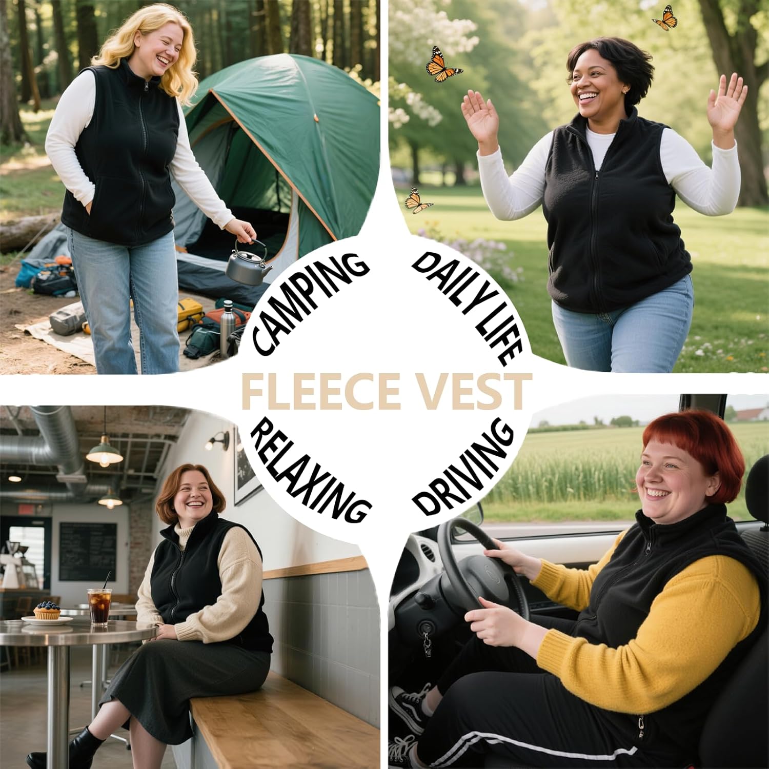 Plus Size Women's Fleece Vest, 1X-5X Outerwear Lightweight Sleeveless Zip Jackets(Exclusively for Plus Size) - Image 6