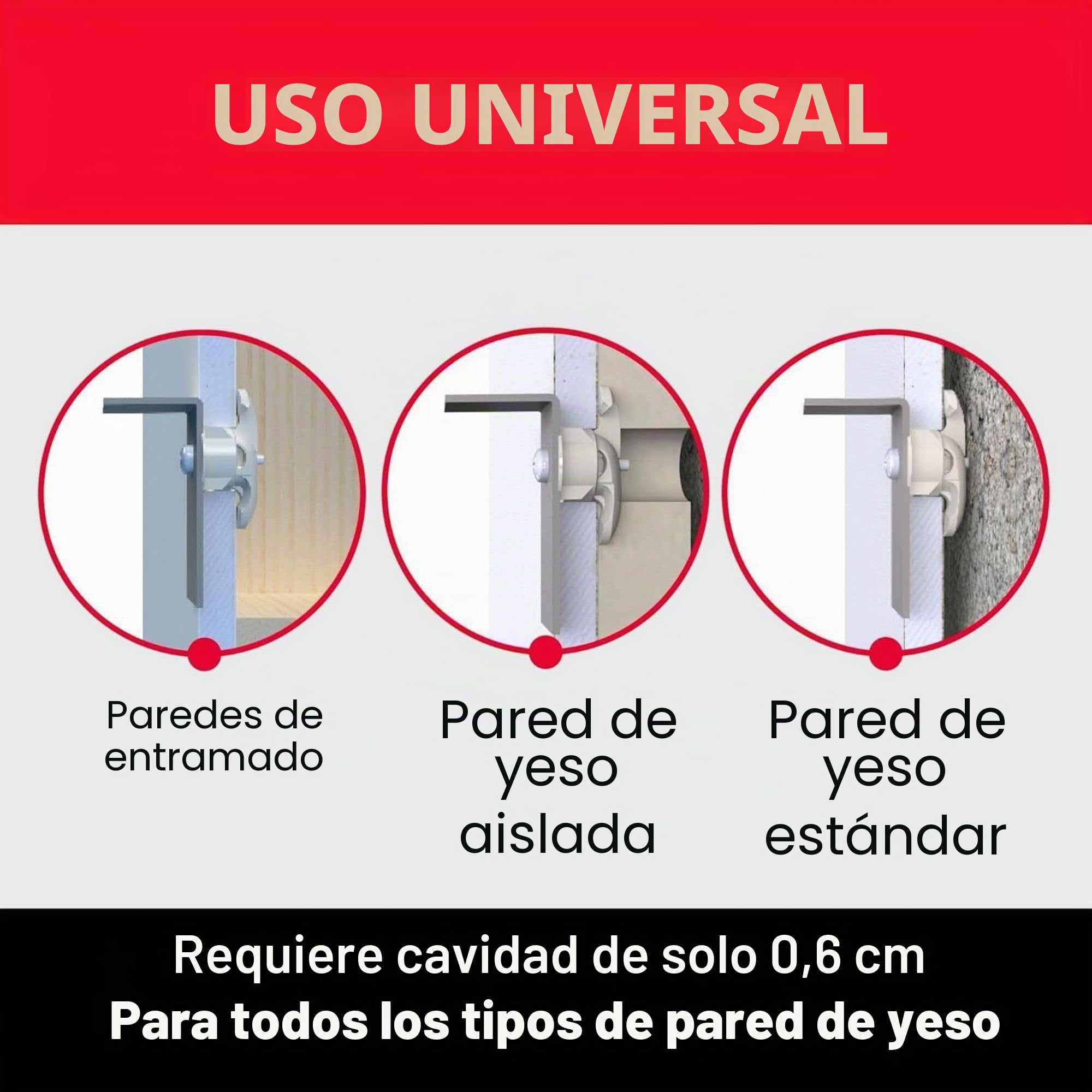 Bullfix Universal: 24 unidades – Fijaciones de placas de yeso resistentes, paredes de espárragos y paredes de cavidad hueca, accesorios de bricolaje o comercio