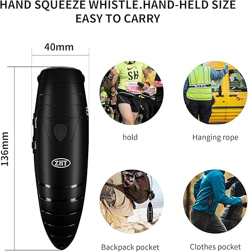 Miniatura 4 de ZHT Silbatos electrónicos para árbitros con carga USB, silbato de emergencia de 3 tonos de alto volumen para árbitros entrenadores profesores,
