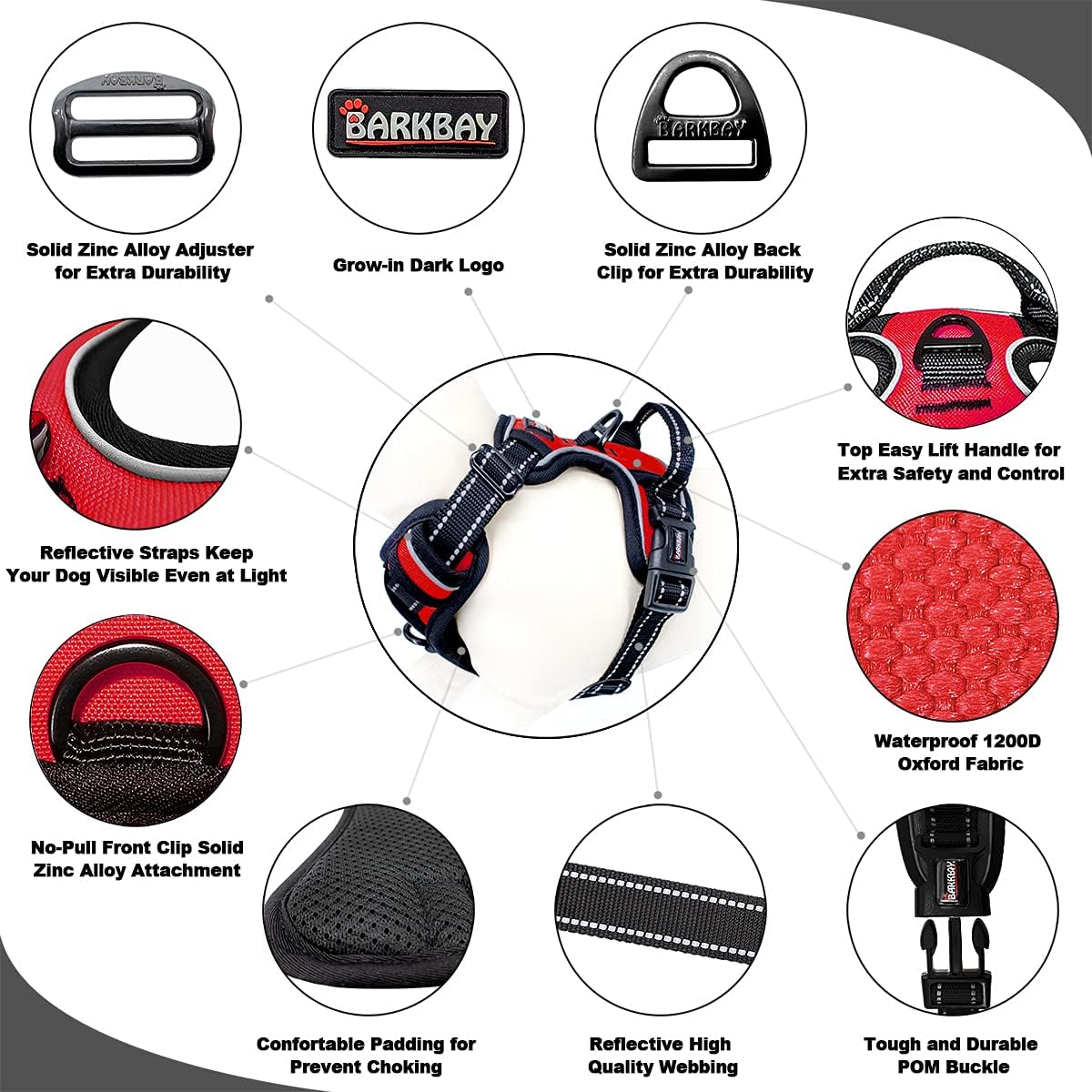 BARKBAY No Pull Dog Harness Large Step in Reflective Dog Harness with Front Clip and Easy Control Handle for Walking Training Running(Red,S) - Image 5