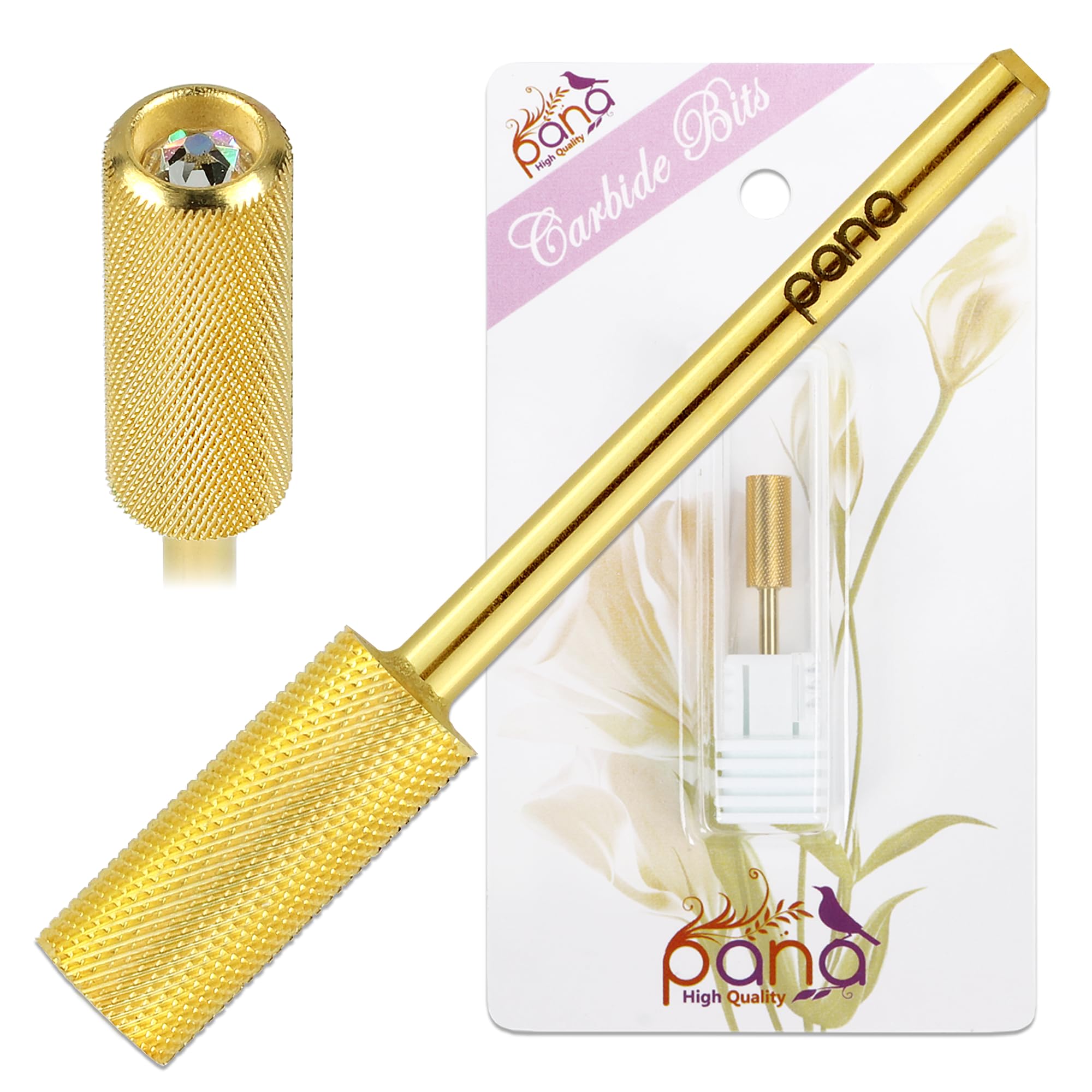 USA PANA Professional 3/32" Shank Size - Crystal Top Small or Large Barrel Carbide Bit - Nail Drill Bit for Dremel Machine (Gold, Silver - 4XC to