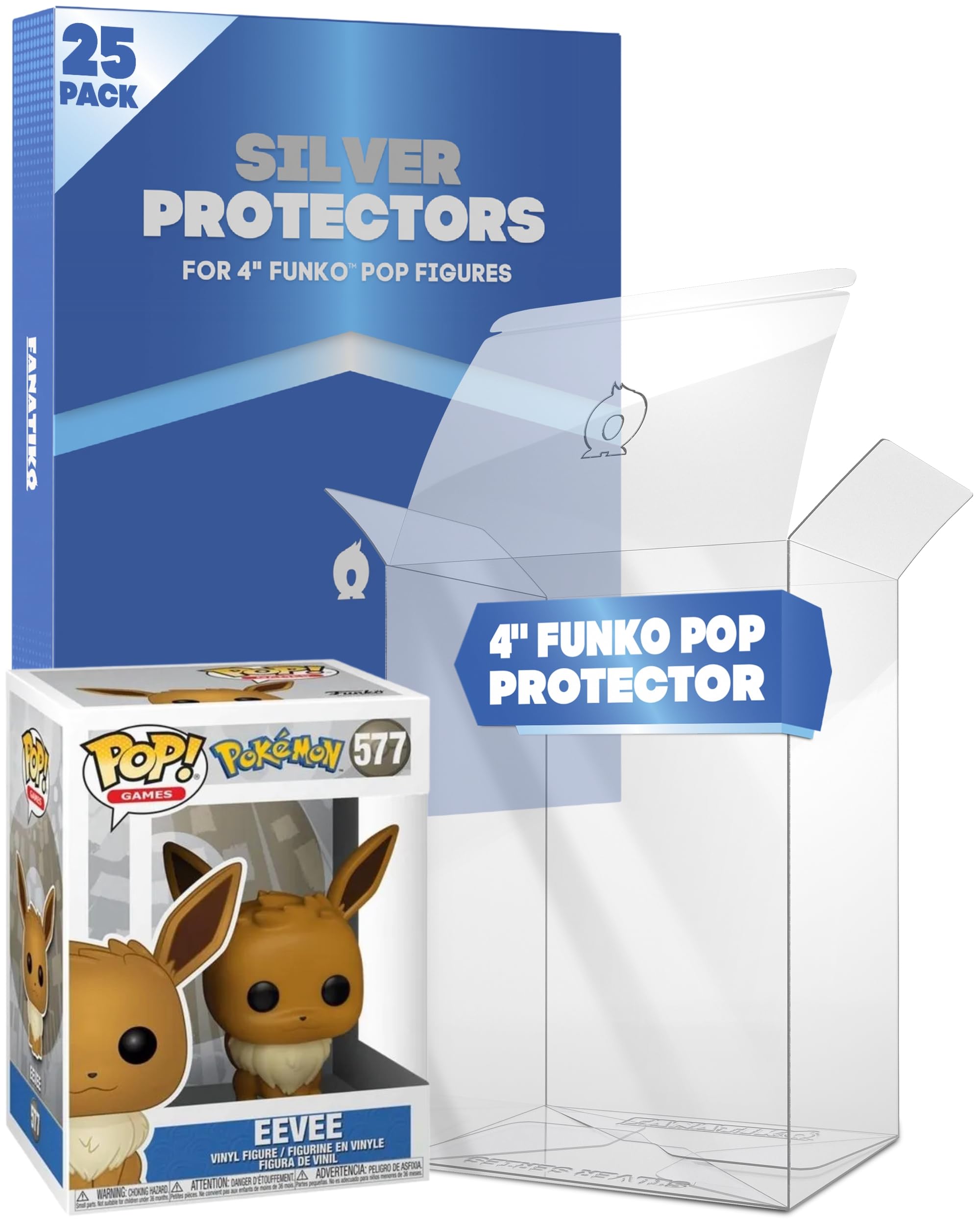 Fanatiko Pacchetto di 6, 12, 25 & 50 Protettori SILVER per Funko Pop 4'' – Protezione Funko Pop da 0,4 mm – Mantieni la tua Collezione in Perfette Condizioni Grazie al tuo Pop Protector