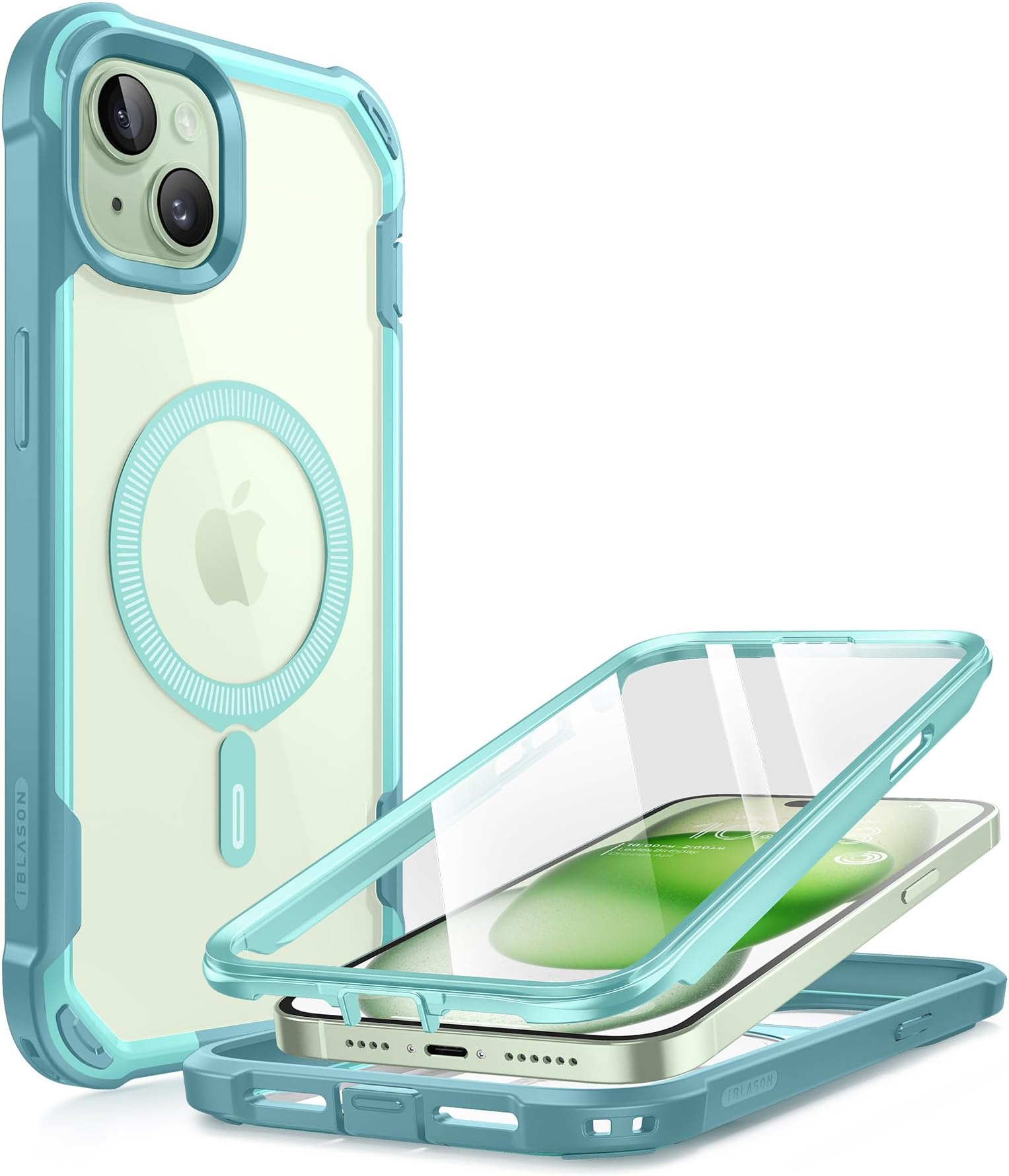 i-Blason for iPhone 16e 6.1 Case with Camera Cover Stand [Built-in Screen Protector] [Wireless Charging Compatible] Full-Body Heavy Duty Military-Grade Protection Rugged Magnetic Phone Case, Black
