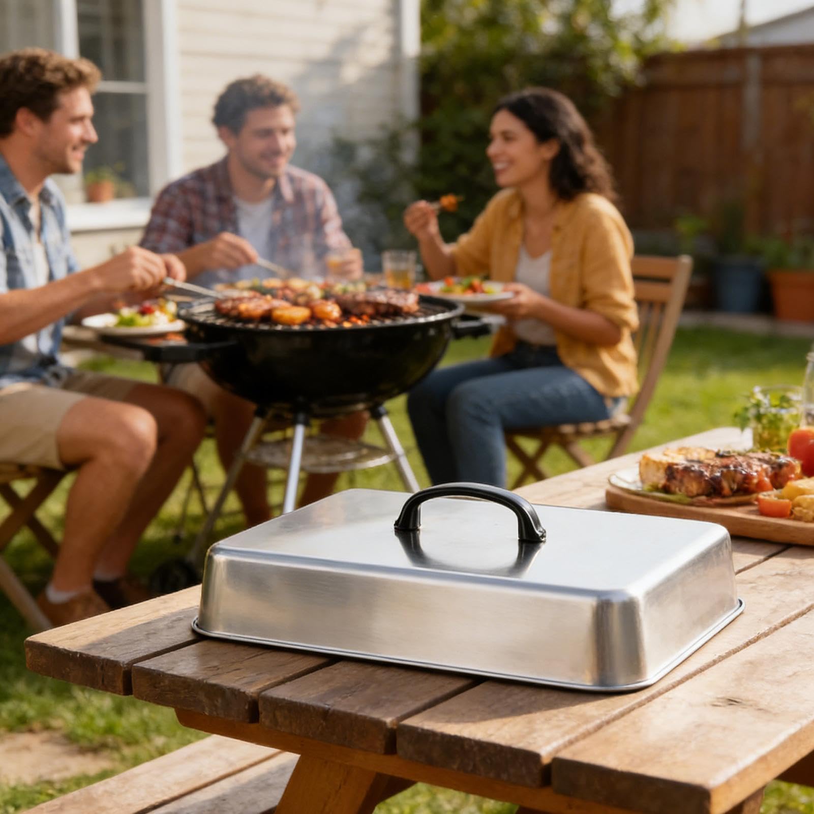 Campana per Formaggio, Coperchio in Acciaio Resistente al Calore con Manico Antiscivolo, Accessorio per Piastre Piatte | per Barbecue, Hamburger, Carne, Cucina da Campeggio
