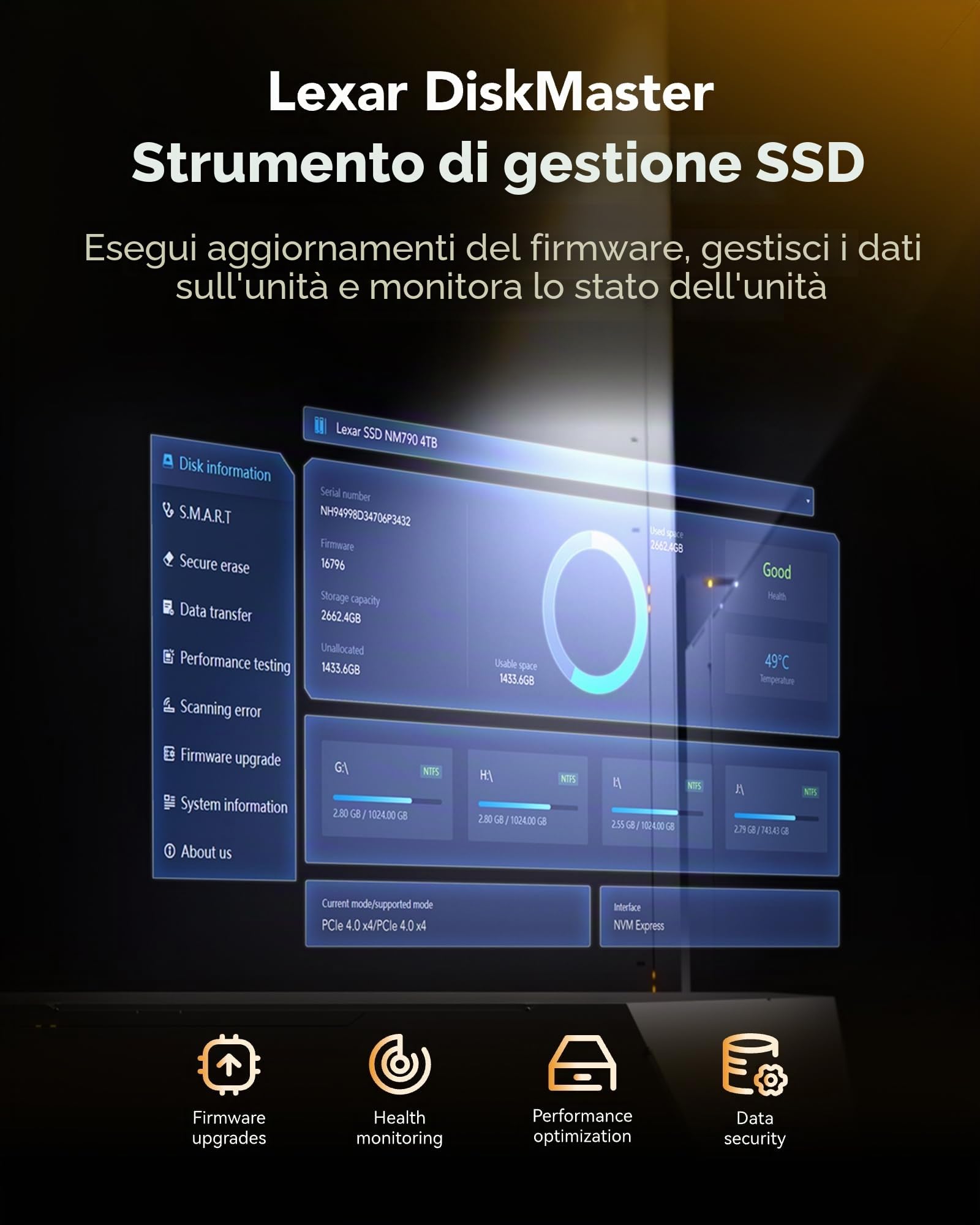 Lexar Thor Pro SSD 1TB, M.2 2280 PCIe Gen4 NVMe SSD | Fino a 6.000 MB/s, Compatibile con PS5, Laptop e Desktop, per Giocatori e Creatori