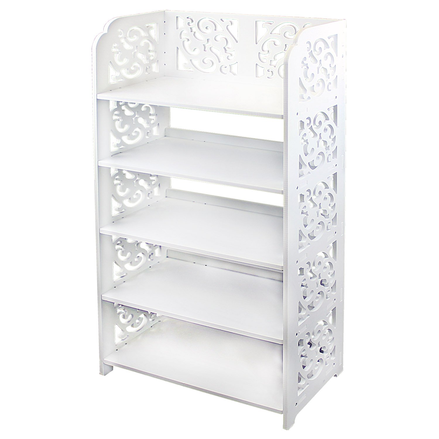 Jerry & Maggie - 3/4/5/6 Tier WPC Shoe Rack/Shoe Storage Stackable Shelves Free Standing Shoe Racks - Wide | White (5-Tier)