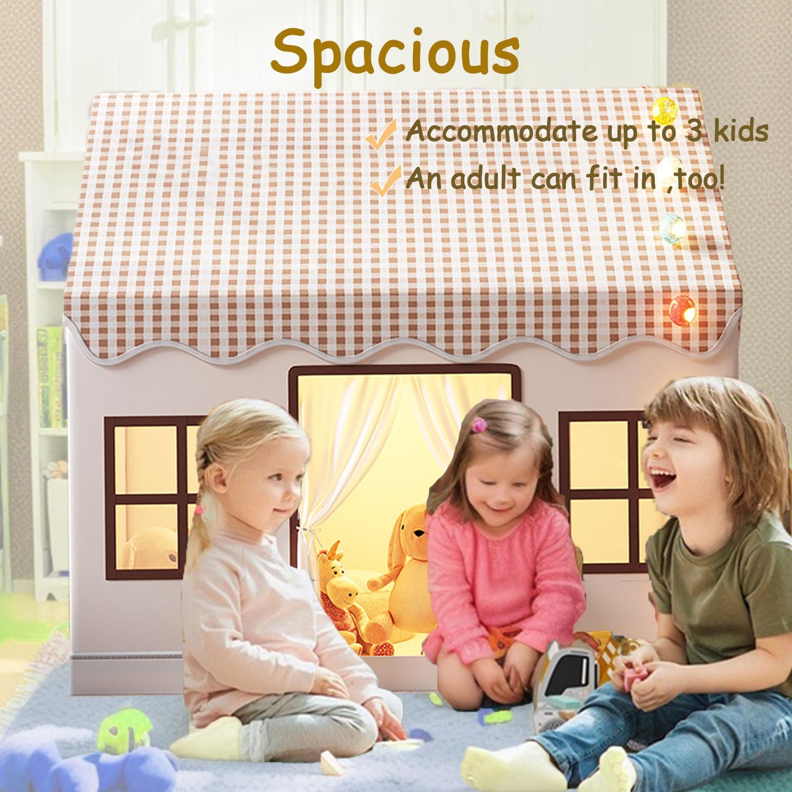 Tente de Jeu Enfants, Tente Enfant Interieur, Maison de Tente de Jeu, Tente Enfant Cabane, Grande Princesse Maison de Jouets avec fenêtres pour garçons et Filles de 3 à 13 Ans