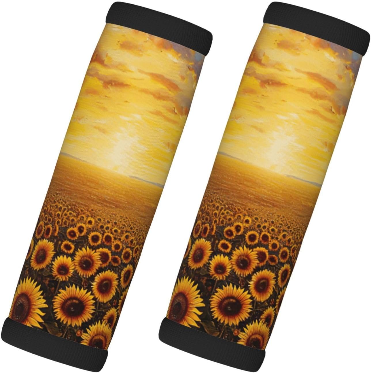Sunflower Field Sunset Sea of Flowers Print Luggage Handle Wraps Luggage Identifiers Soft Neoprene Luggage Handle Wraps for Suitcase Trolley Handle Grip Cover 2 Pack Luggage Tags