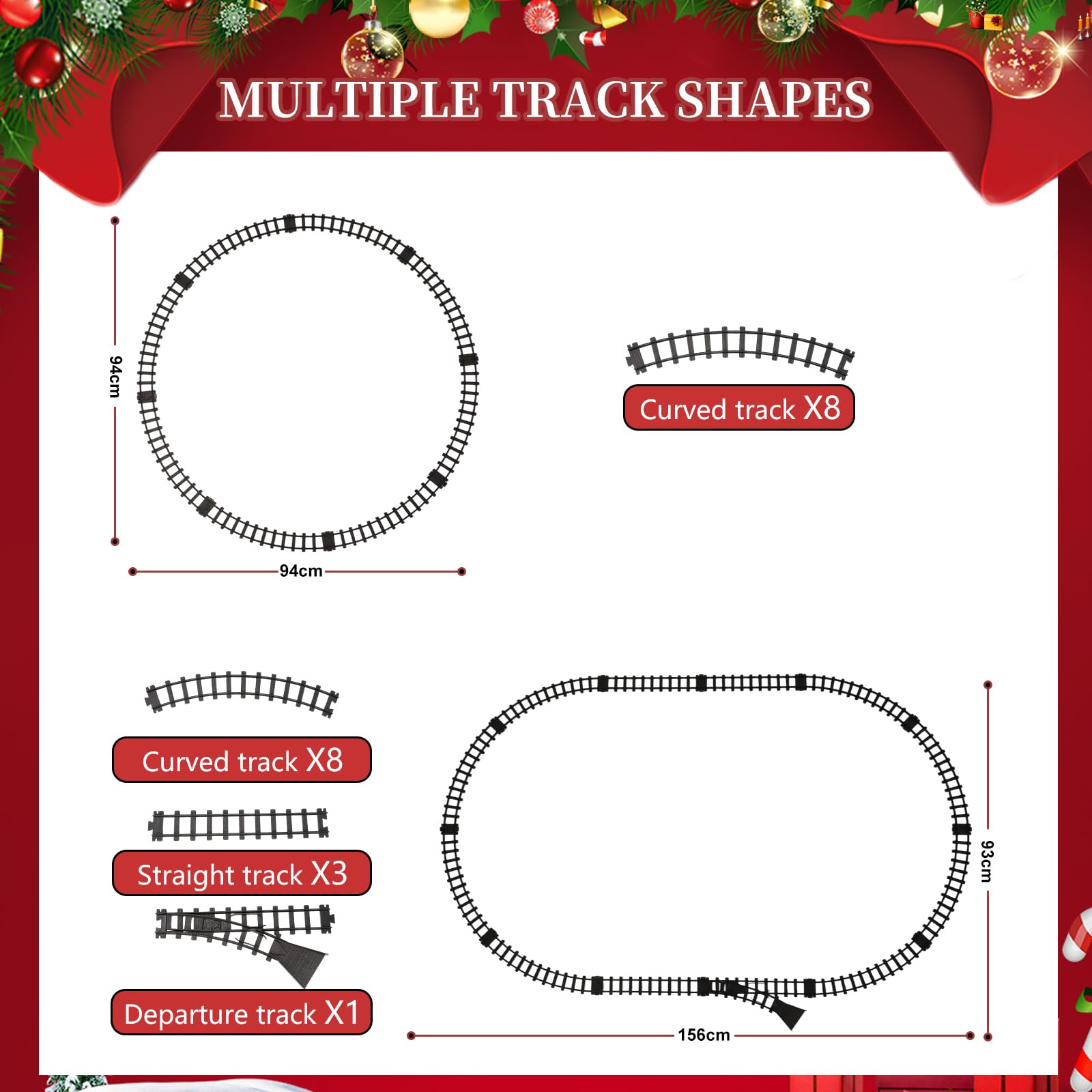 Train De Noël Électrique Avec Fumée Et Son – Circuit Suspendu Ou Au Sol – ABS – Cadeau Dès 3 Ans