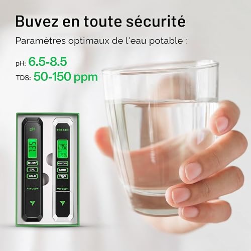 VIVOSUN Testeur de pH numérique TDS EC pour eau 0,01 précision hydroponique - 7