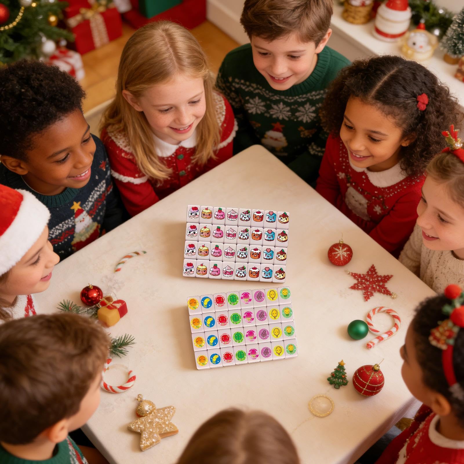 Generico Set di Tessere da Gioco - 64 Pezzi Impilabili e Ordinabili,Kit di Gioco con Mahjong,per Soggiorno Dormitorio Aula Appartamento Festa Bambini Adolescenti Famiglia Compagni di Classe