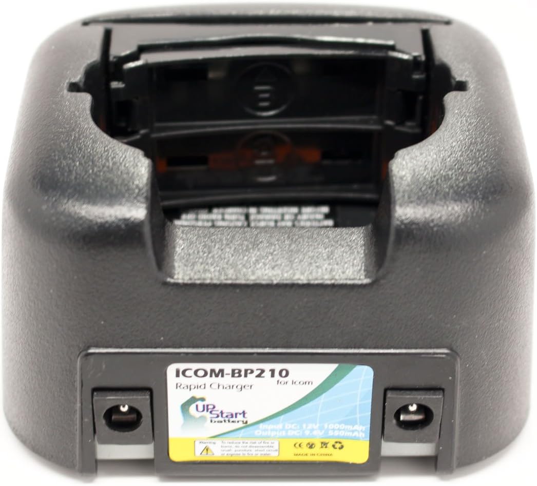 Replacement for Icom IC-A24 Battery and Charger with EU Adapter - Compatible with Icom BP-210 Two-Way Radio Batteries and Chargers (1600mAh, 7.2V, NI-MH)