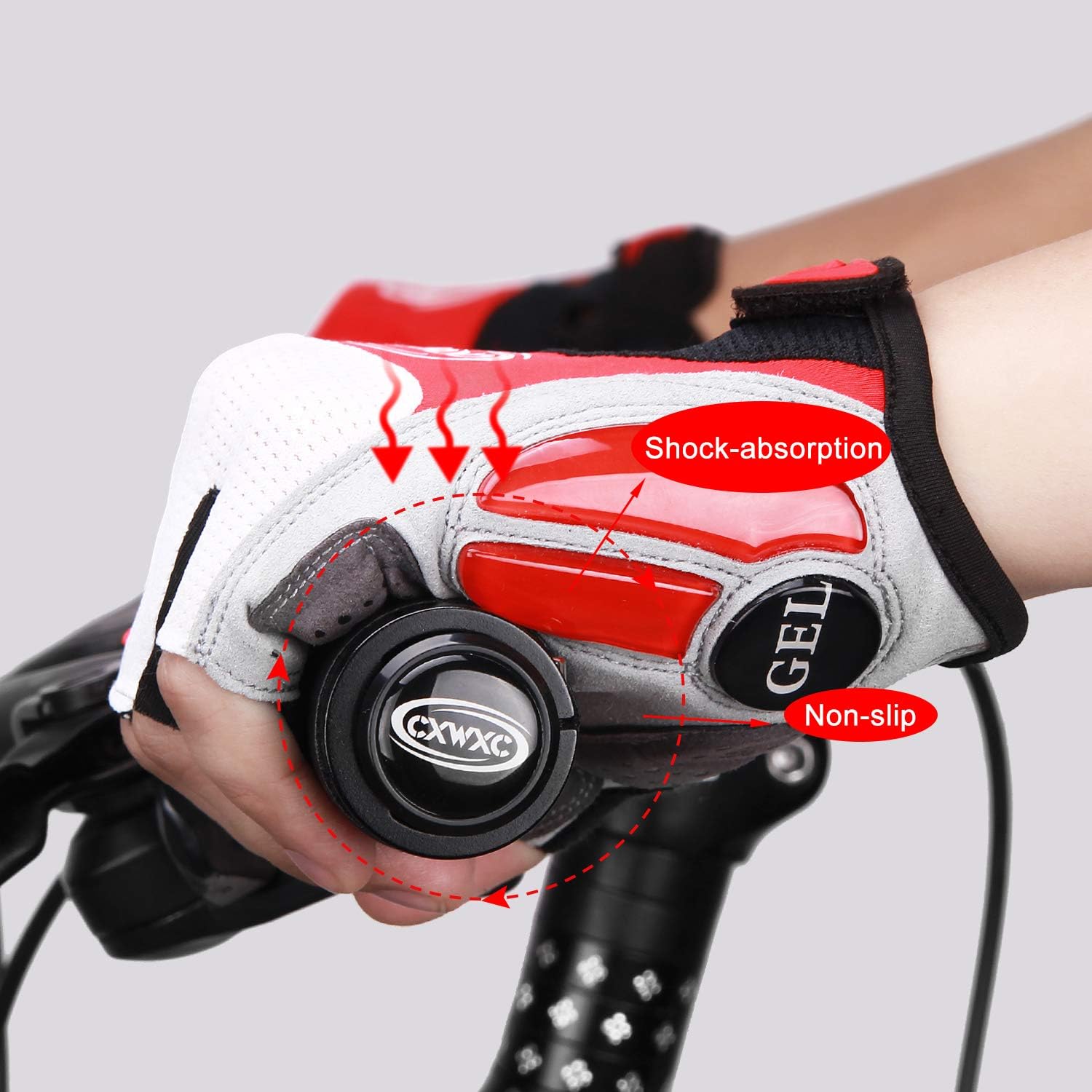 Miniatura 5 de CXWXC Guantes de ciclismo para hombres y mujeres Guantes de gel transpirable para bicicleta de montaña Guantes de bicicleta antideslizantes para