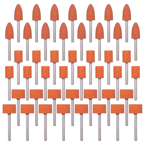 Juego de 45 piedras de moler con vástago de 18 pulgadas, broca de lijado para rueda de aleta de herramienta giratoria para moler, pulido, desbarbado