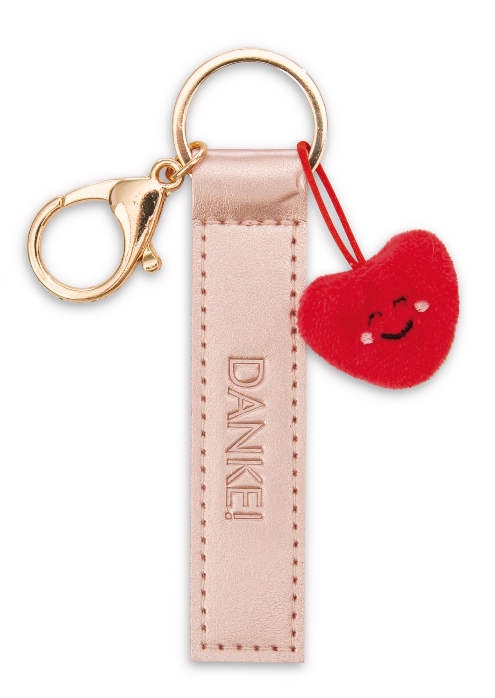 NICI Keyring Dankke! Faux Leather Band Rose Gold 10 cm with Heart