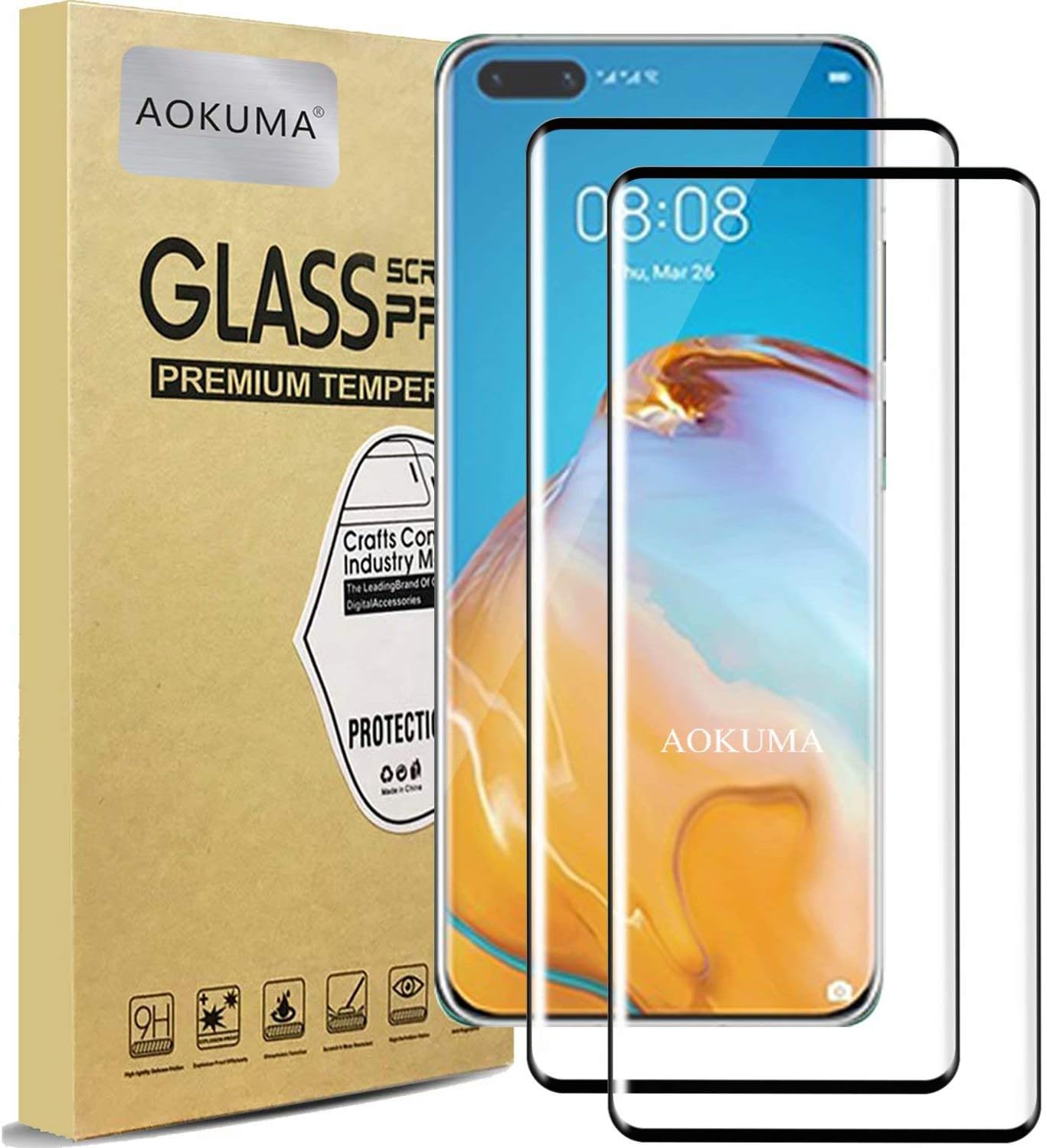 AOKUMA Glass for Huawei P40 Pro 5G Tempered Glass Screen Protector, Premium  3D Curved Edge Guard Film, Edge to Edge Full Screen Cover, work with most  case (Black Edge) : Amazon.co.uk: Electronics