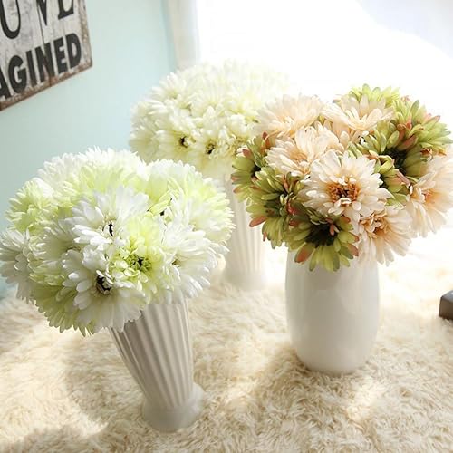 Miniatura 7 de Artfen Flor artificial de gerbera con margaritas artificiales para novia, dama de honor, 7 tallos, margaritas de seda, ramo de boda, sala de estar,