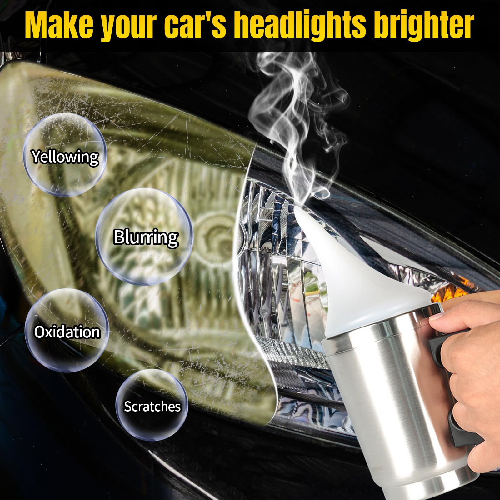 Kit Pulizia Fari Auto Kit Ripristino Fari Auto - Elimina Ingiallimento E Graffi, Per Fari Anteriori/Posteriori Phantom Lights Melograno51 - Foto 5