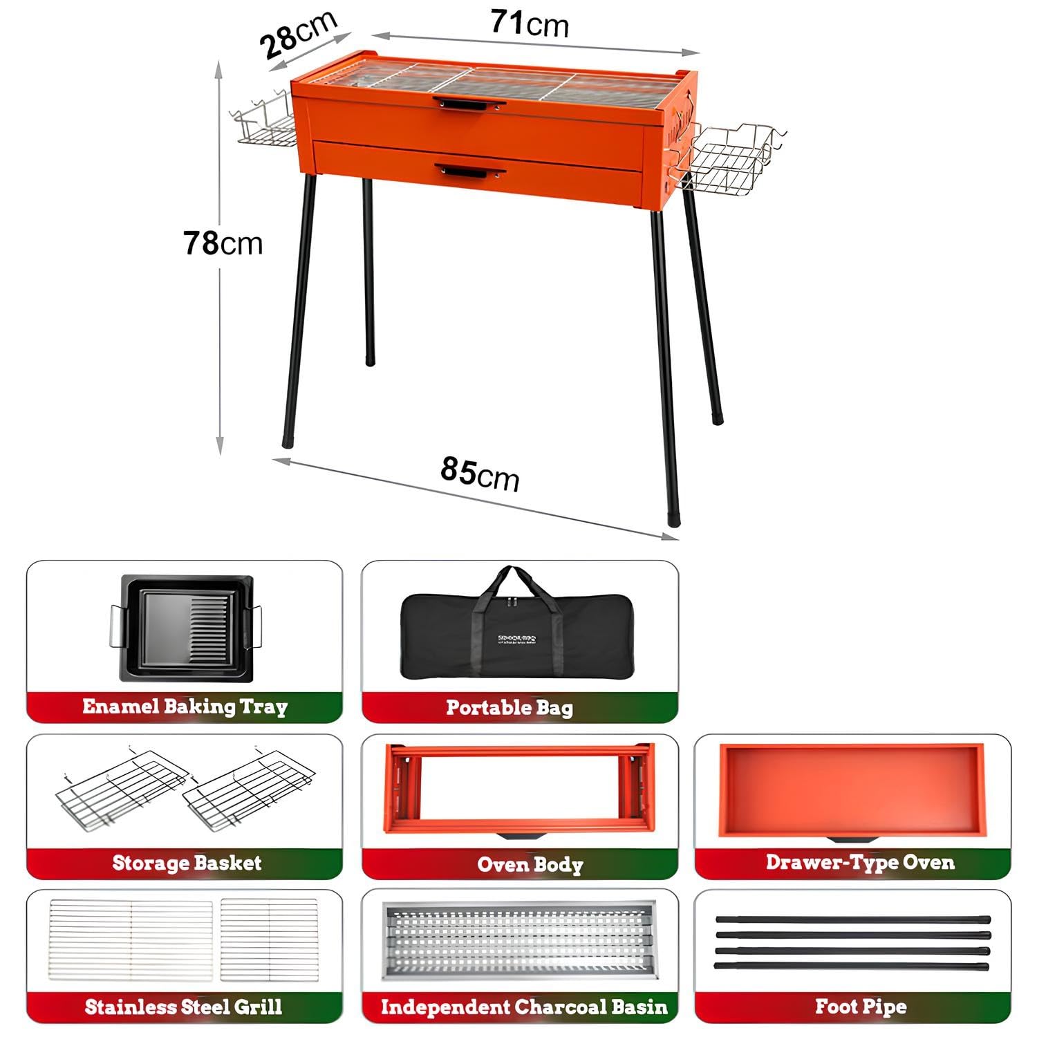 Barbecue portatile Chal Grill – Lar Outdoor BBQ per carne Vetables & More – Design rimovibile per una facile cottura & Sto – Griglia da giardino perfetta per riunioni estive