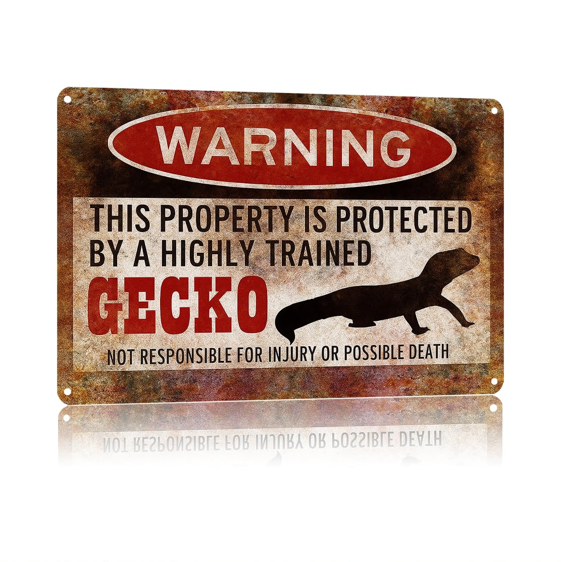 KWQDOZF Funny Metal Signs Posters Gecko Sign Wall Art for Yard Outdoor Lawn Garden Home Decor 8X12inch