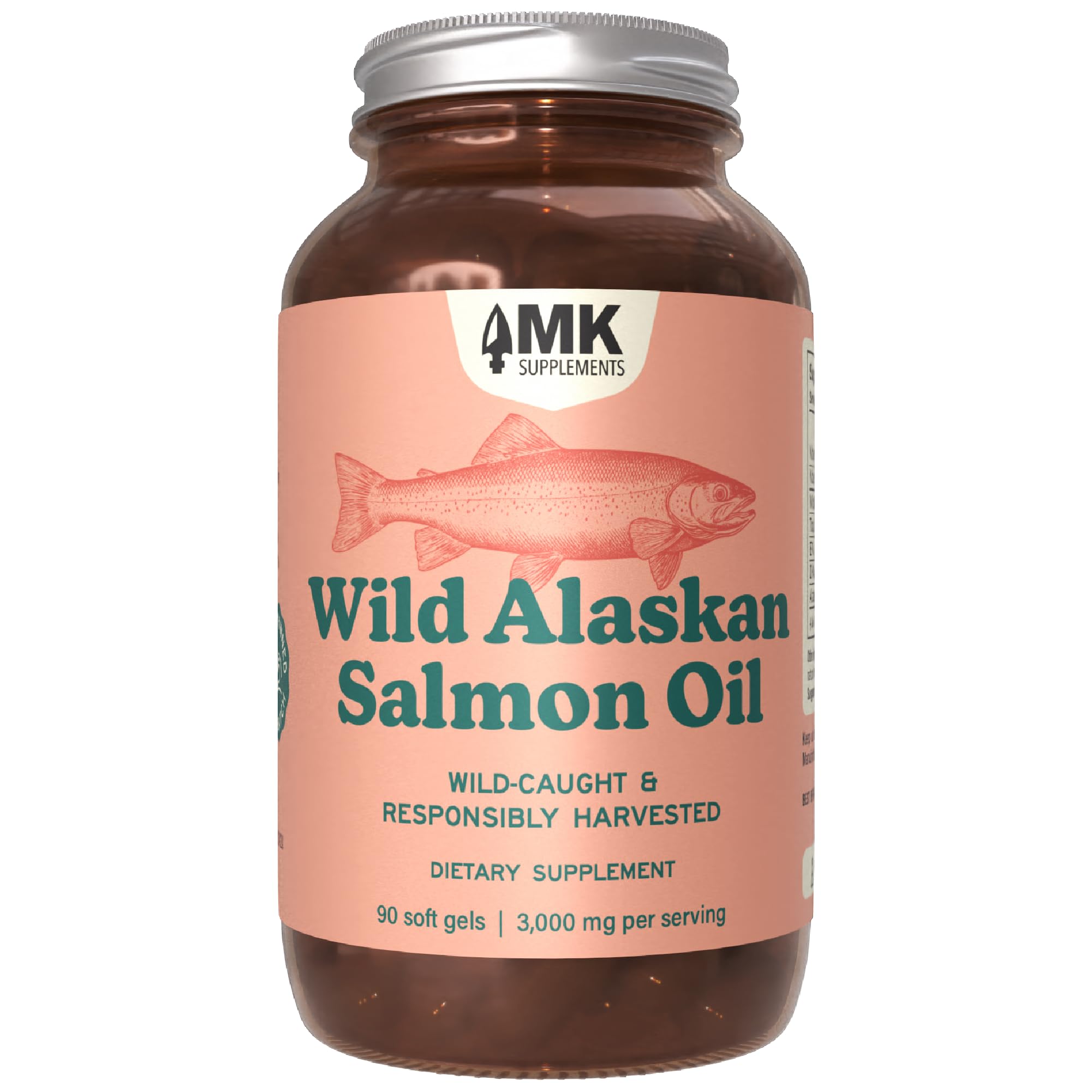 MK Supplements Wild Alaskan Sockeye Salmon Oil, Omega-3 EPA DHA