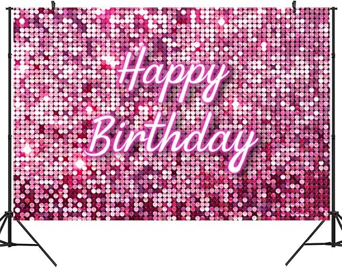 Wollmix Telón de fondo rosa intenso para fiesta de cumpleaños, decoración de fiesta de niña, brillante, para pared, cuadrado, dulce 16, 18, 21, 30