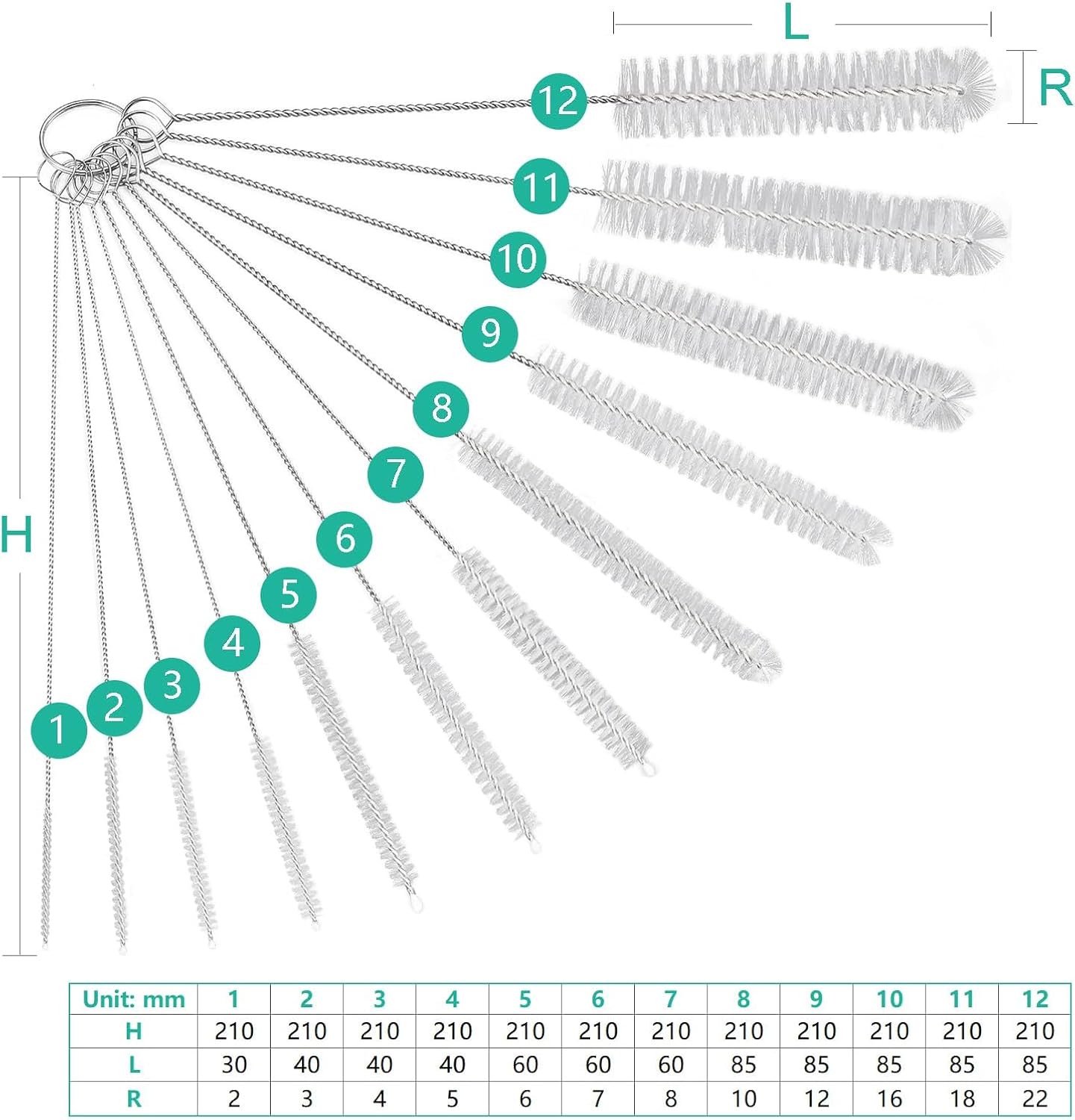 Bottle Brush Nylon Cleaning Brushes Set of 12 for Tube & Straw image 2