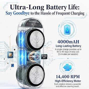 Electric Back Scrubber for Shower, Shower Back Scrubber Wall Mounted
