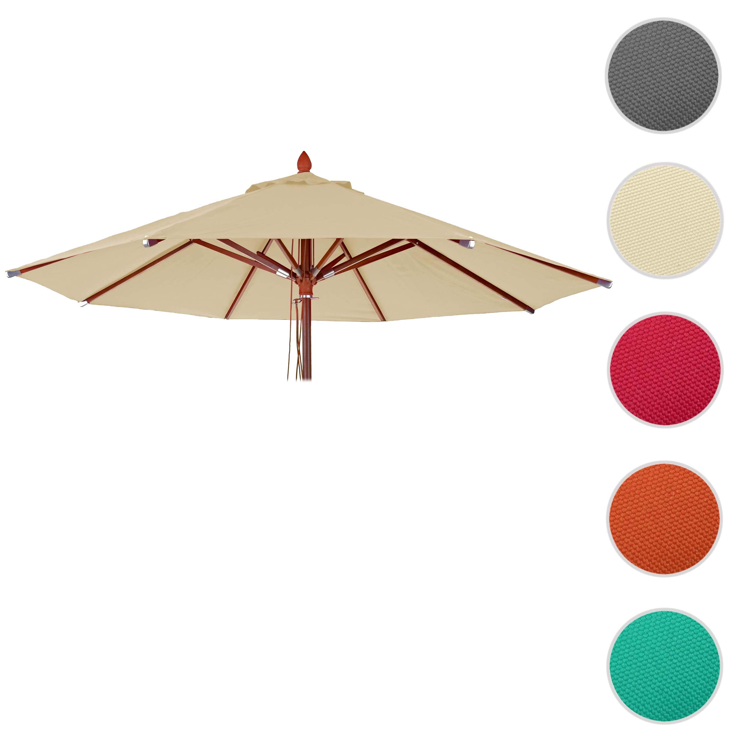 Mendler Wymienny pokrowiec do gastronomii drewniany parasol przeciwsłoneczny HWC-C57, pokrowiec na parasol przeciwsłoneczny, okrągły, Ø 3 m, poliester, 3 kg - kremowy