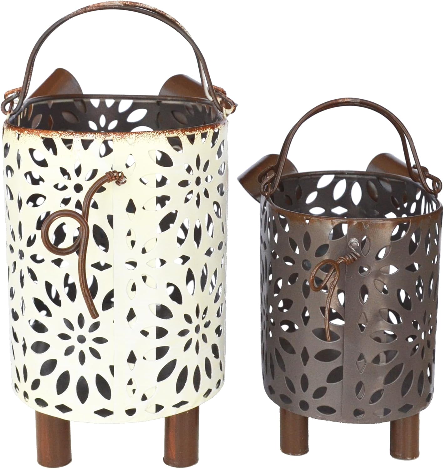 Zoreal Metal Decorative Small Baskets,Narrow Baskets with Handles for Storage,Pig Designs Farmhouse Cute Basket for Kitchen,Bathroom,Livingroom,Office Shelf Decor Aesthetic set of 2