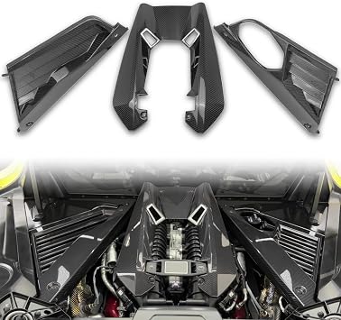 Real Carbon Fiber C8 Engine Bay Panel Covers & Engine Hood Cover Kit Fit for 2020-2025 Corvette C8 Z06, Ultimate Engine Bay Upgrade Kit