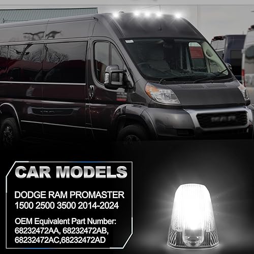 Miniatura 9 de 5 Uds. Luz LED blanca para techo de cabina de techo, luces marcadoras de cabina para Dodge RAM PROMASTER 1500 2500 3500 LED luces de techo con lente