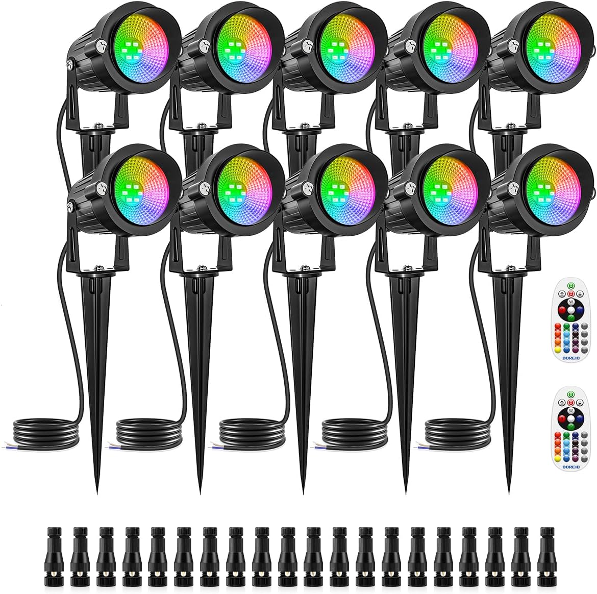 DOREIO 5W RGB Retaining Wall Lights 7 inch LED Hardscape Lighting Color