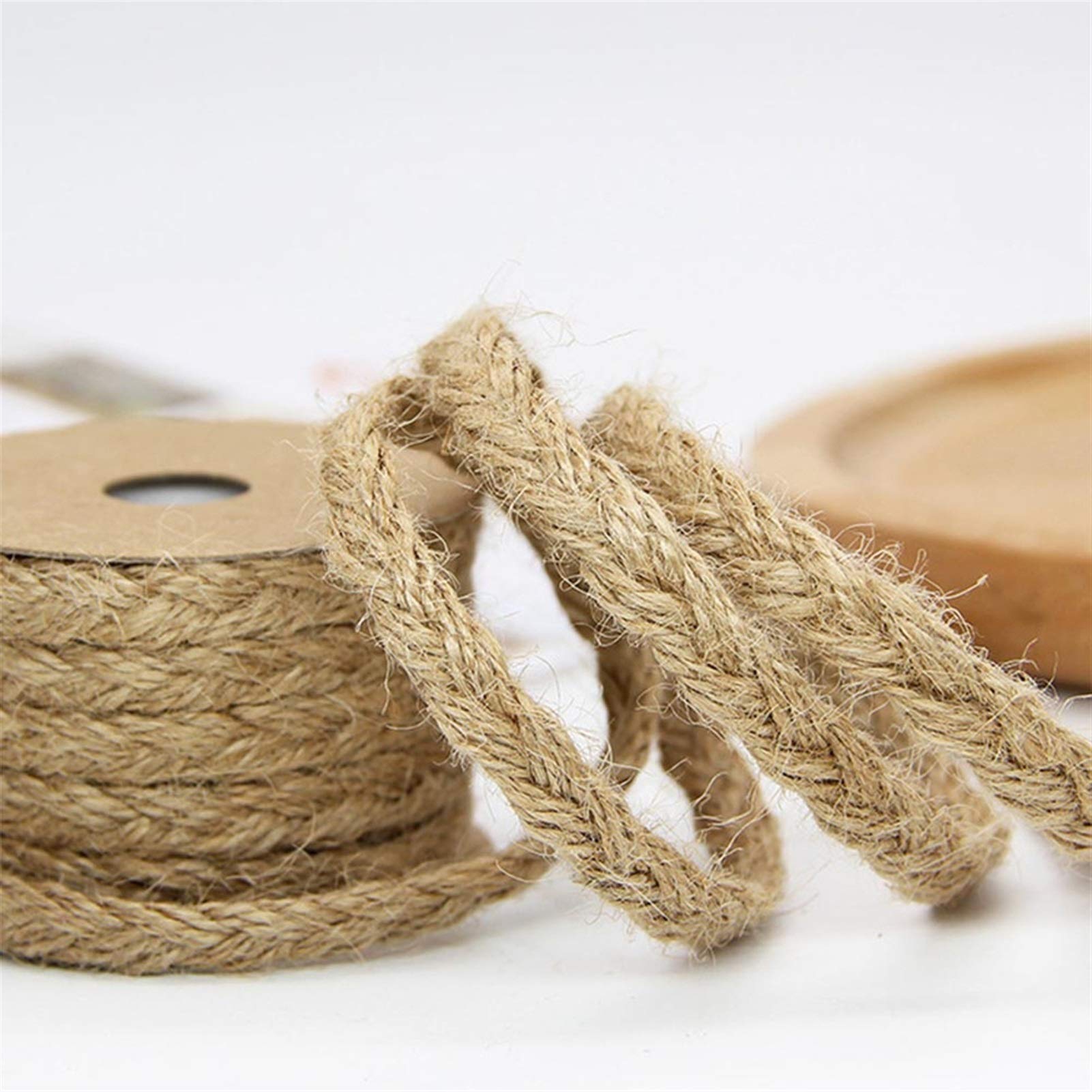 Zkenshan-Natural Jute Twine 10M/roll 10mm Natural Jute Twine Burlap String Braided Ribbon DIY Florist Pastoral Hemp Ribbon Gift Packaging Earring Making Natural Jute Fiber (Color : 01)