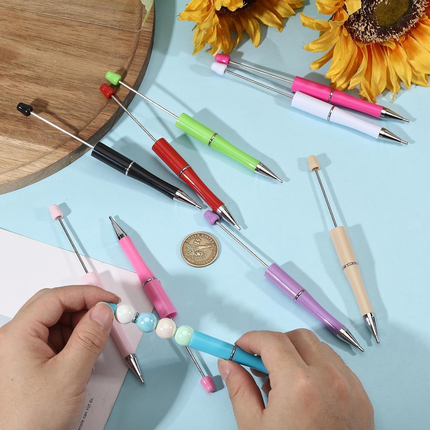 10Pcs Beadable Rhinestone Picker Dotting Pen, Rhinestone Applicator for Diamond Paintings Nail Art DIY Craft Projects