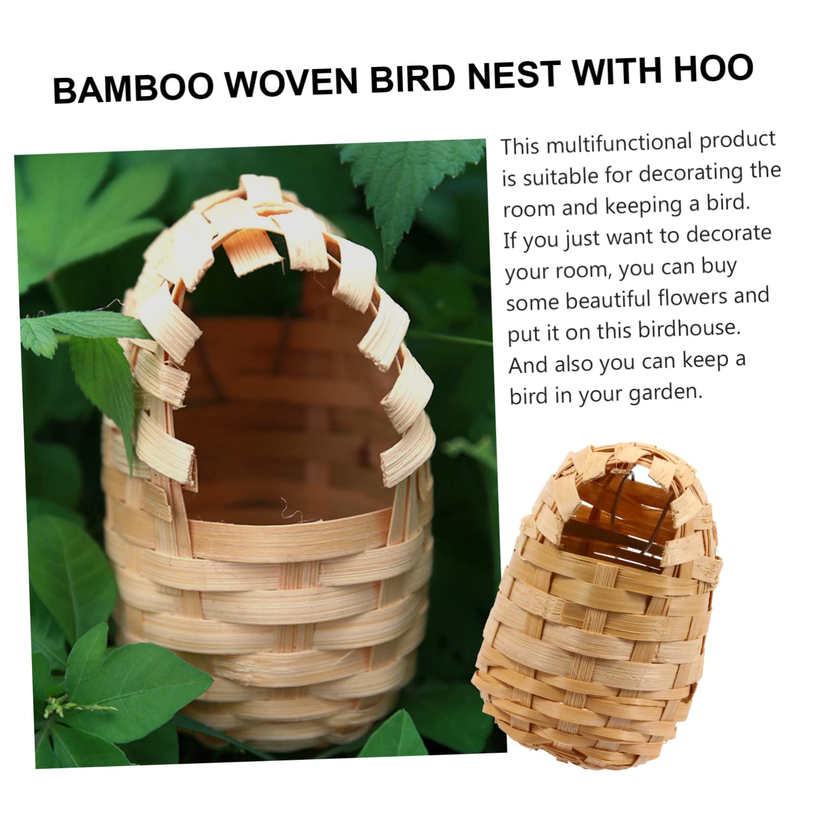 6 Casas de Pájaros Tejidas a Mano de Bambú, Refugio Cálido y Resistente para Exterior con Ganchos para Colgar en Jardín o Porche