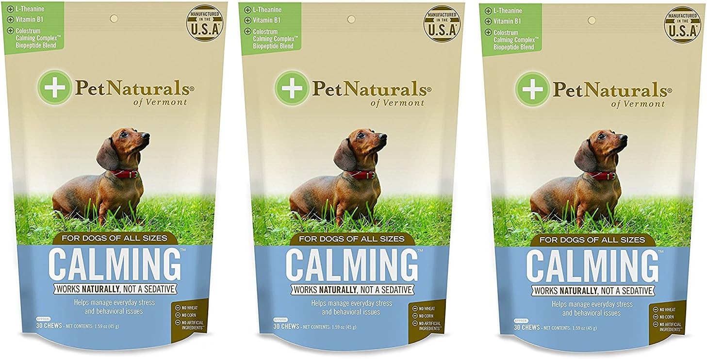 (3 Pack) Calming for Dogs, Natural Behavior Support Formula, 30 Bite Sized Chews