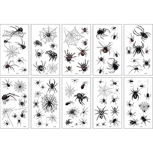 Miniatura 1 de Paquete de 10 hojaspaquete de tatuajes de cicatriz de simulación, tatuajes temporales de araña, calcomanías de arte corporal, cicatrices