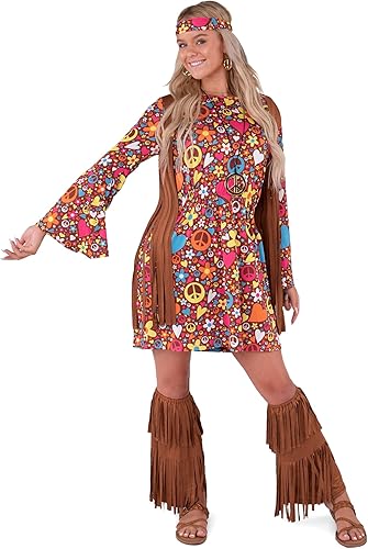 Miniatura 7 de Spooktacular Creations Conjunto de disfraz hippie para mujer diadema aretes chaleco calcetines cubiertas para botas de los años 70 atuendo hippie